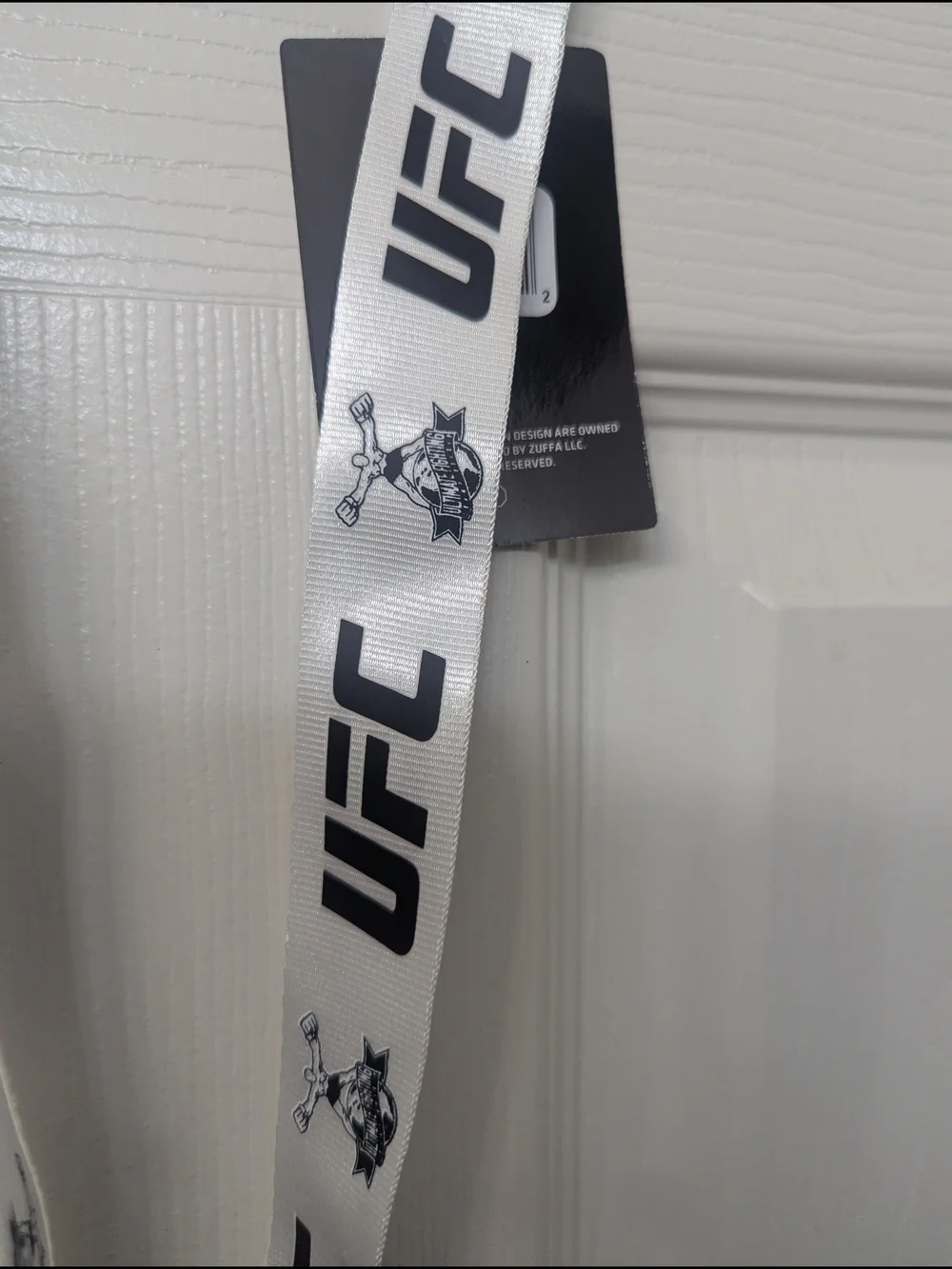 UFC Branded White and Black Lanyard